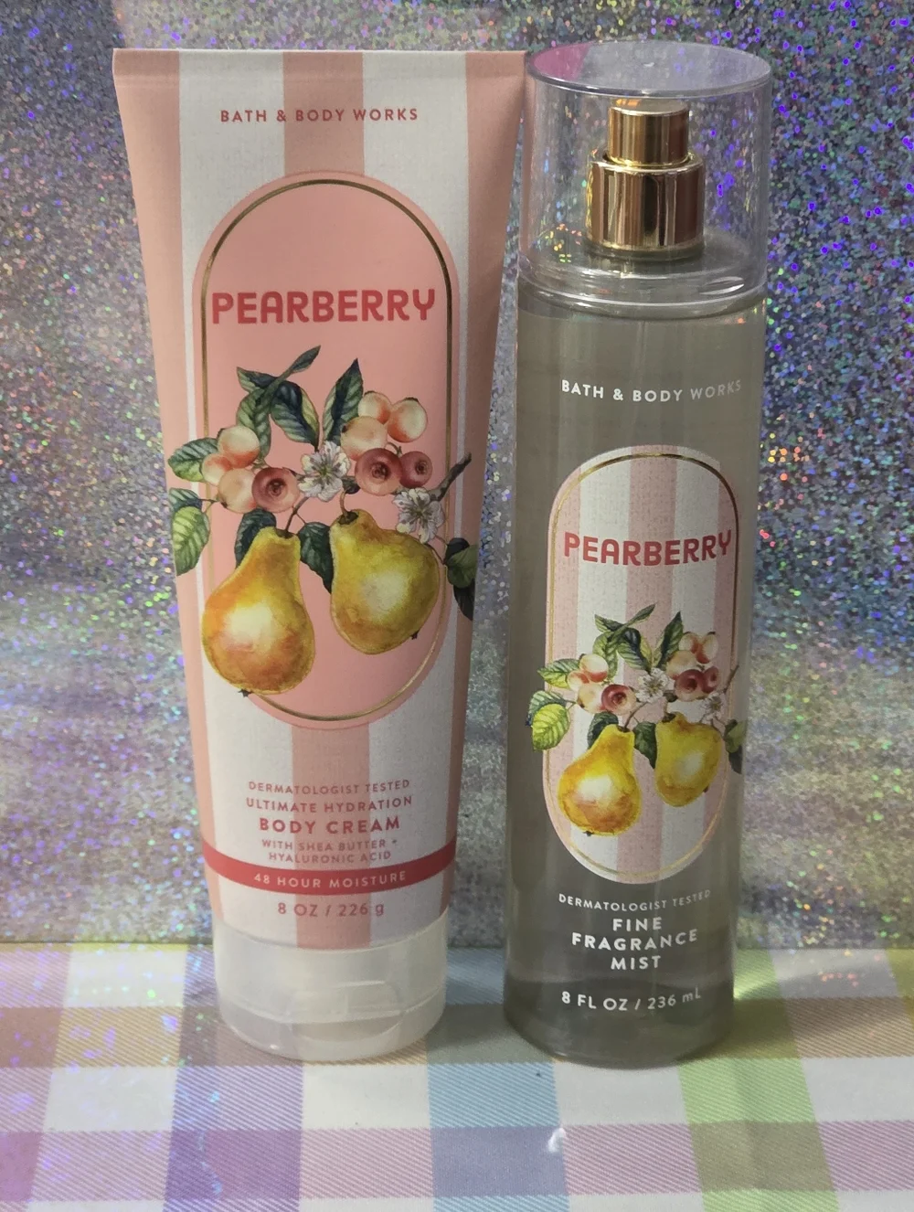 Bath & Body Works Pearberry Body Cream & Fine Fragrance Mist Set NEW Rare